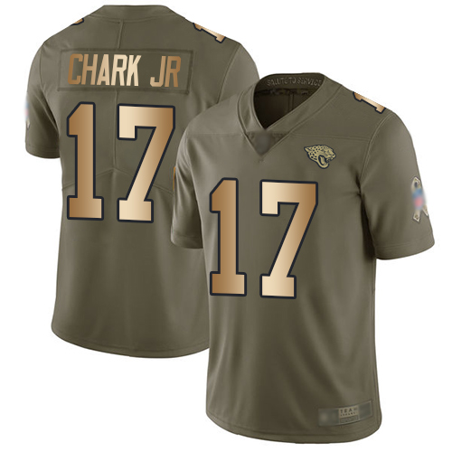 Men Nike Jacksonville Jaguars #17 DJ Chark Jr Olive Gold  Stitched NFL Limited 2017 Salute To Service Jersey